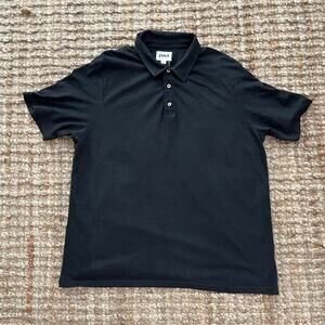 PACT Organic Cotton Linen Polo Shirt Men's XL Black Short Sleeve Made in India